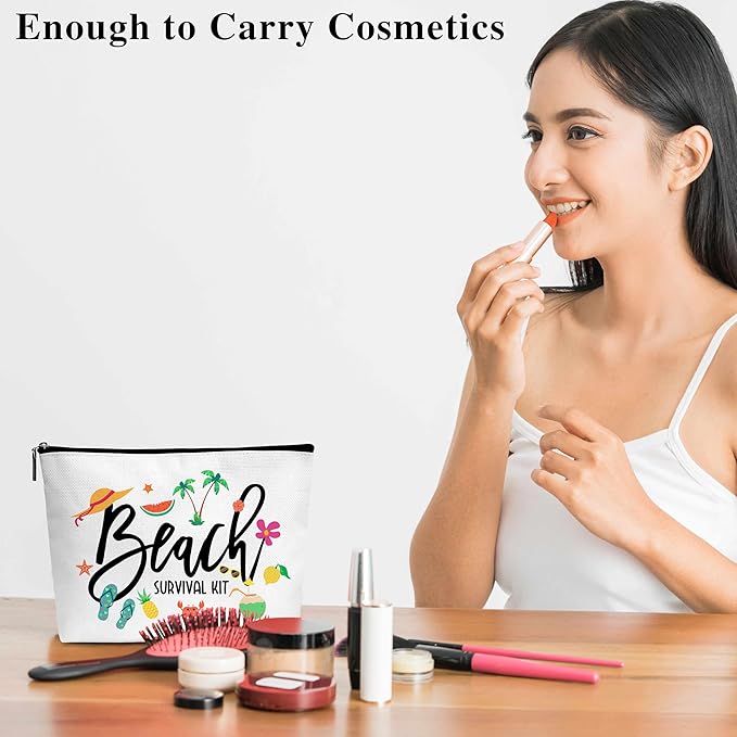 Summer Cosmetic Bag, Cruise Gift Makeup Bag with Zipper for Toiletry Bag Accessories, Beach Lover Gifts for Women Girls Birthday- B10