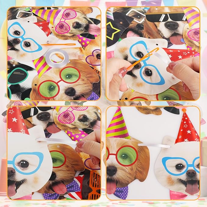 Hooqict Dog Birthday Banner Puppy Themed Party Decorations for Backdrop Dog Party Banner Happy Birthday Garland Sign for Boys Girls Kids 1st 2nd 3rd