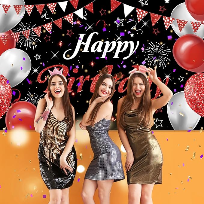 Happy Birthday Banner - Decorations for Men Women Party Welcome Background Sign, Indoor Outdoor