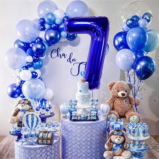 KatchOn, Giant Dark Blue Number 7 Balloon - 40 Inch | 7th Birthday Balloon for 7th Birthday Decorations | 7 Balloons for Birthday | 7 Year Old Balloons for 7 Year Decorations
