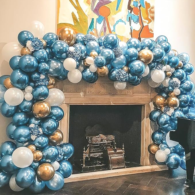 PartyWoo Metallic Light Blue Balloons 140 pcs Different Sizes of 18 12 10 5 Inch Metallic Baby Blue Latex Balloon Arch Kit Garland for Graduation Baby Shower Birthday Party Decorations Blue-G119