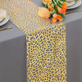 Snowkingdom 2 PCS Gold Spring Easter Table Runner 108 Inches Long, Gold Bloom Sequin Glitter Flower Floral Table Decor for Winter Holiday Dining Kitchen Party Valentine's Day New Year Home Decorations