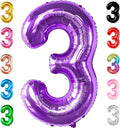 KatchOn, Giant Purple Number 3 Balloon - 40 Inch | 3rd Mylar Foil Balloon For Happy Birthday Decorations | 3rd Number Balloons For Mermaid Purple Party Happy Anniversary Decorations