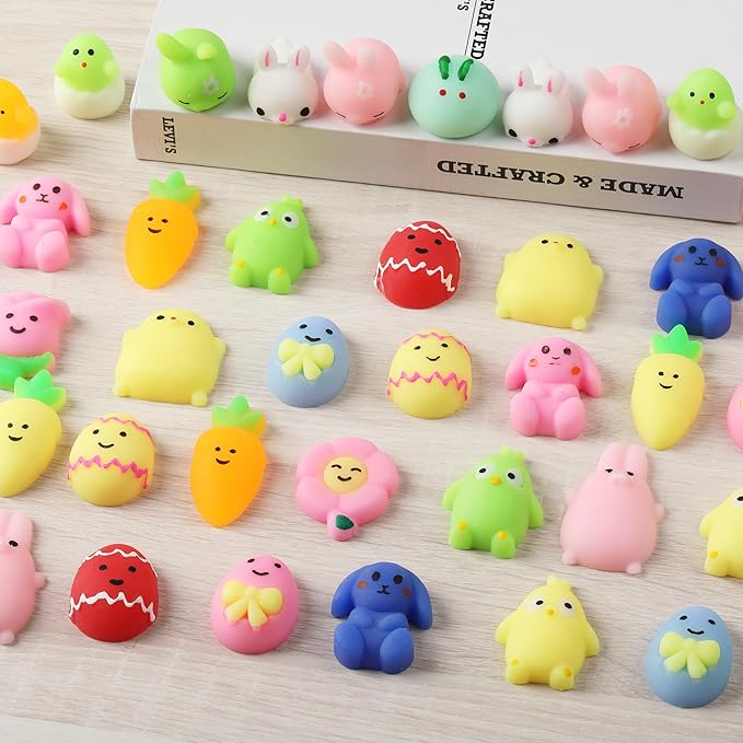 Mr. Pen- Easter Squishy Toys for Kids, 48 Pack, Washable Twistable Stretchy Squishies Bulk, Soft Stress Relief Sensory Toys for Squeezing, Easter Egg Fillers, Party Favors & Classroom Rewards