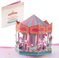 3D Birthday Carousel Pop-Up Card – Unicorn Filled Carousel Design for Kids, Adults & Loved Ones – 6x12 Inch Handmade Greeting Card with Envelope to Spark Joy & Fun in Every Celebration