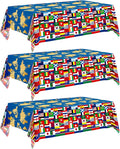 3World Cup Flag Tablecloth International Country Flag Decorations, Disposable Plastic Table Cover for Soccer World Cup Party,Games, Patriotic BBQ, Birthday, Outdoor Picnic Supplies