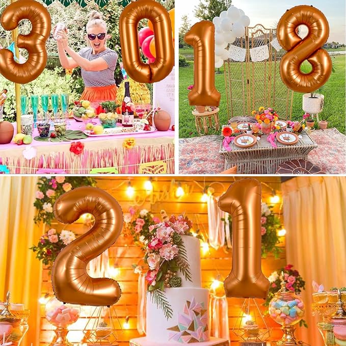 TONIFUL 40 Inch Orange Large Numbers Balloon 0-9 Birthday Party Decorations,Big Number 8 Foil Balloon Digital 8 for Birthday Party,Wedding, Bridal Shower,Engagement,Graduations,Anniversary,Baby Shower