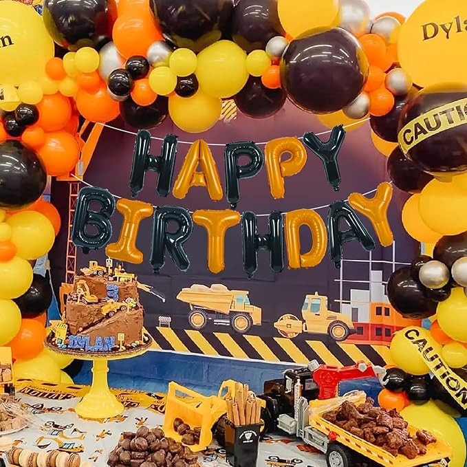 TONIFUL 16 Inch Black Orange Mylar Foil Birthday Balloons Banner Happy Birthday Balloon Letters for Adults & Girls Boys Kids Birthday Decorations Halloween Party Supplies