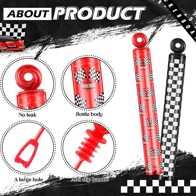 32 Pcs Racing Bubble Wands Checkered Bubble Wand Race Car Party Favors for Adult Summer Activity Race Car Birthday Party Goodie Bag Stuffers Gifts Wedding Supplies