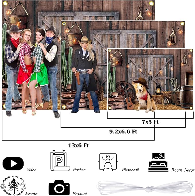 Moukeren Party Backdrop Party Decoration Decor Photo Background for Birthday Wedding Supply(Cowboy,7 x 5 ft)