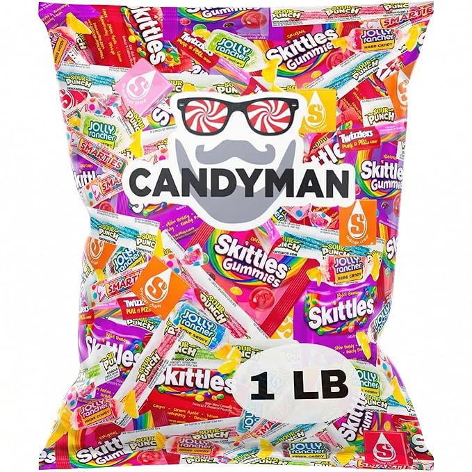 CANDYMAN Candy Mix Variety Pack, 1 lb Assorted Bulk Candy Individually Wrapped for Party Favors, Goodie Bags, Pinata Stuffers, Easter