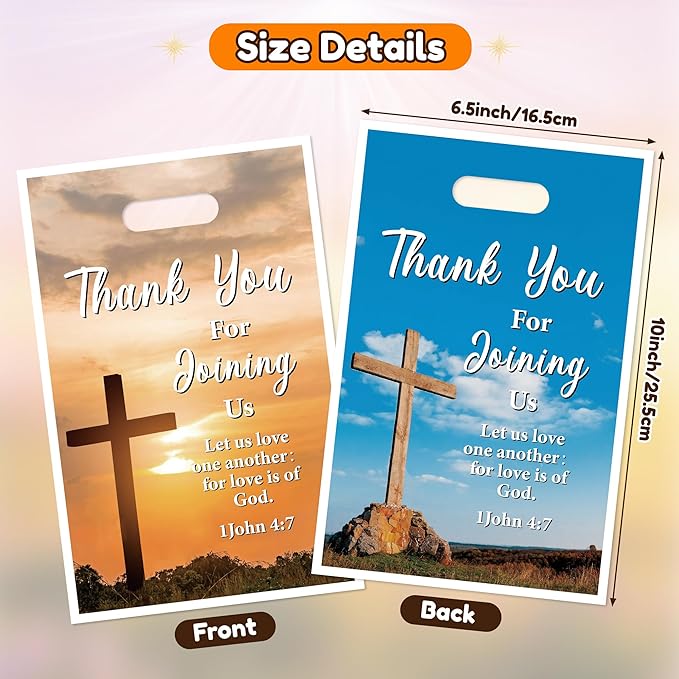 50Pcs Welcome to Our Church Party Favor Bags Religious Church Goodie Candy Treat Gift Bag, Christian Cross Party Decoration for VBS Sunday School Bible Verse Jesus Birthday Party Supplies