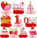 10 PCS Berry First Birthday Decor, Strawberry Theme 1st Birthday Table Centerpiece Strawberry Decorations for Baby Girls Berry Sweet for Party Table Topper Decor