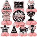 10 Pcs Retirement Party Decorations, Retirement Table Decorations for Women Rose Gold Happy Retirement Decorations Table Honeycomb Centerpieces
