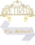 Retirement Party Decorations with Tiara and Sash for Women, Happy Retired Crown and Sash for Gift