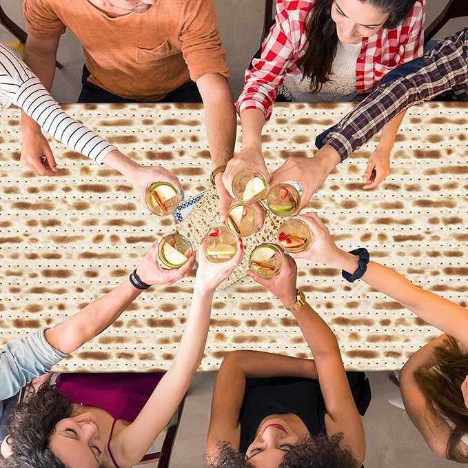 3 Pack Passover Decorations, 108" X 54" Passover Matzah Tablecloth, Disposable Plastic Seder Party Supplies, Rectangle Pesach Matzo Table Covers for Festival Holiday Party Home Dining Table Decor