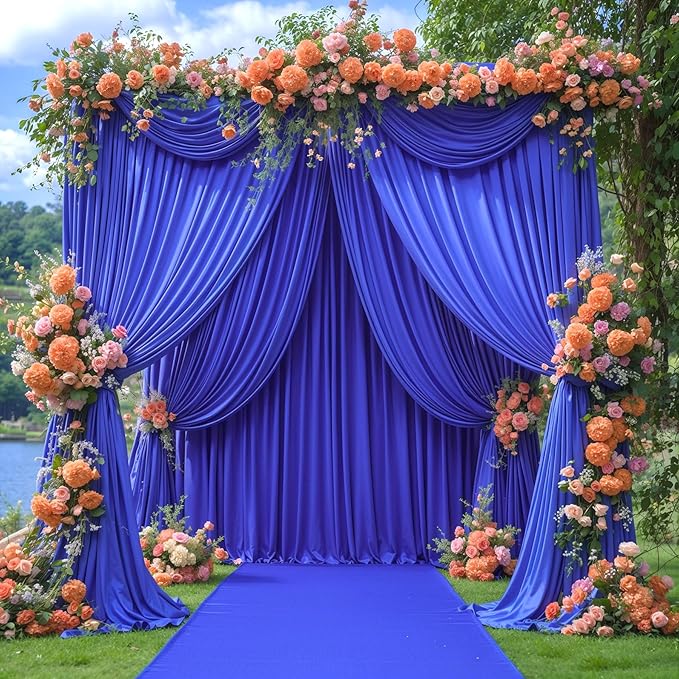 40x10FT Royal Blue Backdrop Curtains for Wedding Parties, Wrinkle Free Polyester Photography Backdrop Drapes for Baby Shower Birthday Parties Stage Background Stand Decorations 4x10ft,10 Panels
