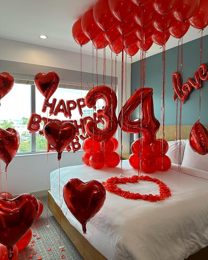 40 Inch Red 1 Balloon for First Birthday, Red One 1st Number Balloon Birthday Decorations for Red Party Supplies, Number 1 Balloon