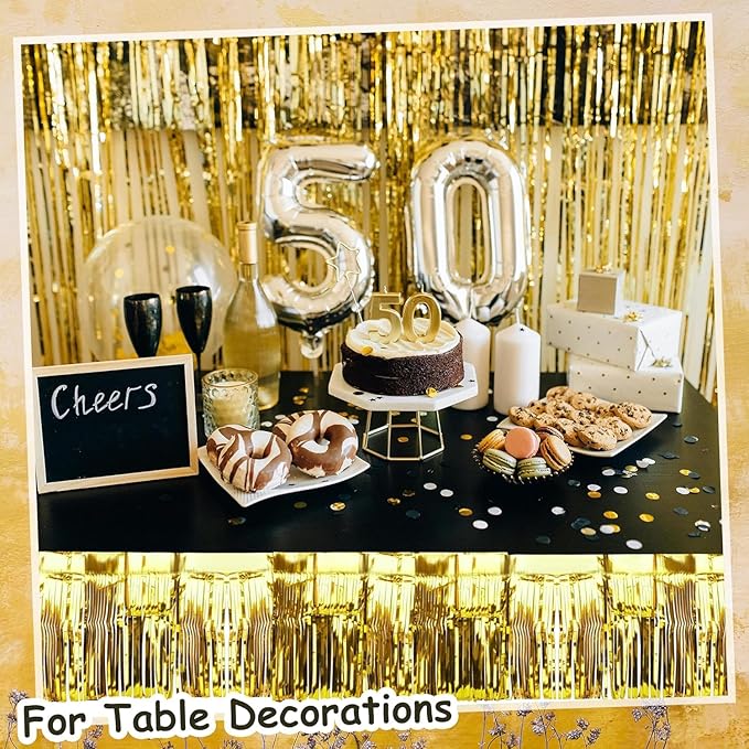 6 Packs 10 Feet Foil Fringe Garland, Metallic Tinsel Banner Wall Hanging Curtain Streamers Backdrop for Parade Floats, Wedding, Christmas, Birthday Party Decor