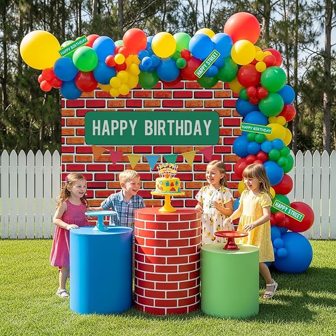 Sesame Friends Birthday Party Supplies Party Decorations Set Include Banner Backdrop red blue Balloon Garland Arch Kit stickerfor Boys Girls Sesame Theme Party kid birthday supplies