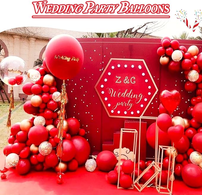 KAWKALSH Red Balloon Arch Kit 111Pcs Different Sizes 18 12 5 Inch Latex Balloons Garland for Birthday Graduation Bachelorette Cherry Casino Movie Theme Party Decorations