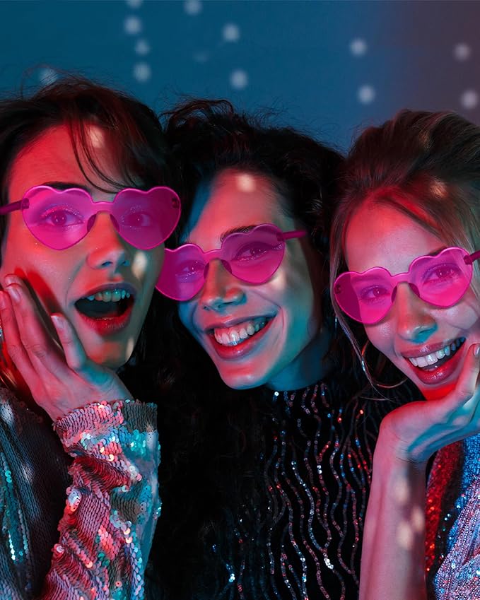 Frienda 20 Pairs Heart Shaped Sunglasses Rimless Candy Color Glasses for Women Men Party Favor
