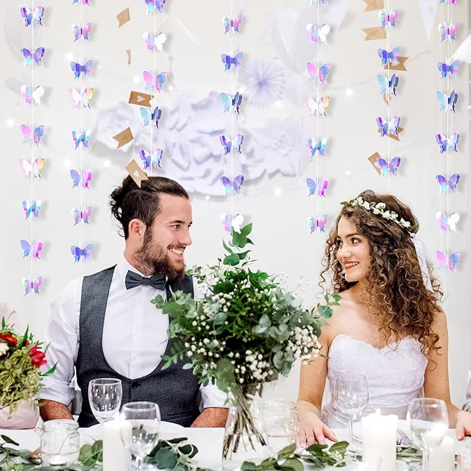Zonon 4 Pieces 3D Butterfly Hanging Garlands Decoration Butterfly Paper Party Streamers Backdrop for Wedding Birthday Fairly Baby Shower Holiday Party Decorations (2.8 x 2.4 Inches)