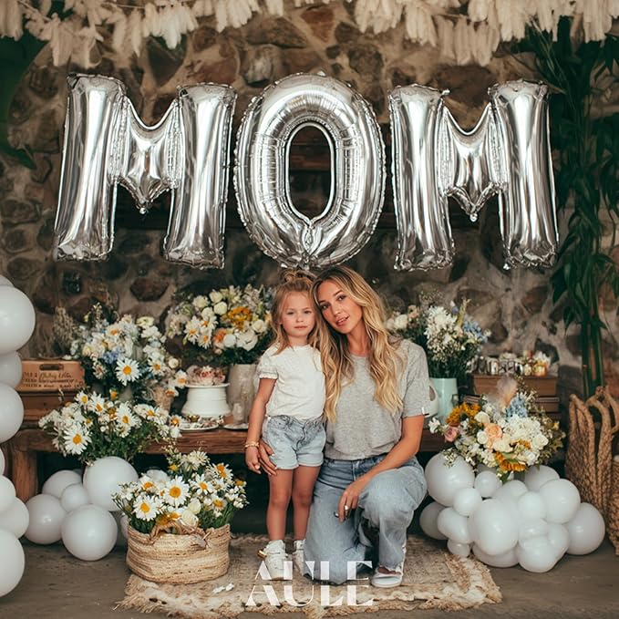 AULE 40 Inch Big Letter Balloon Silver O Large Foil Helium Alphabet Balloons A-Z for Birthday Anniversary Graduation New Year Party Decoration Supplies