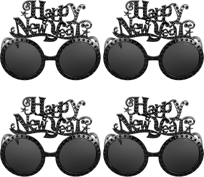 Happy New Year Metallic Glasses Shiny 2026 Party Eyeglasses for Adults & Kids Fun NYE Accessories & Photo Booth Props
