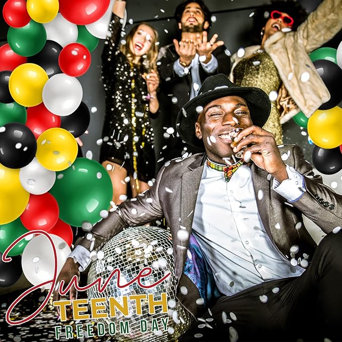 100 Pieces Juneteenth Day Latex Balloons Jamaica Rasta Reggae Red Green Yellow Black White Round Balloons for Black History Month 420 Party Freedom Day Party Favors