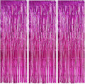 TONIFUL 3-Pack Door Streamers, Metallic Photo Booth Backdrop with Foil Fringe Curtain for Birthday, Bridal Shower, Bachelorette Party Decor (9.9ft x 6.6ft, Pink)