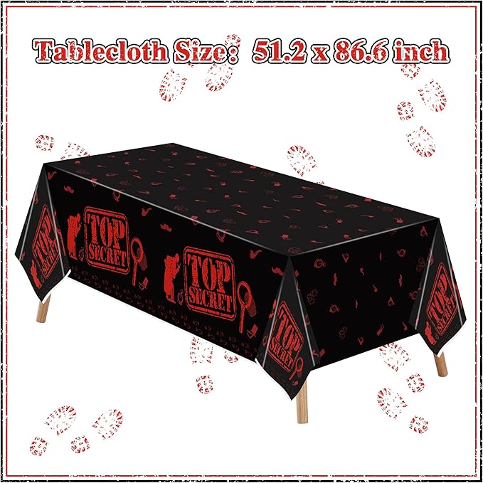 K1tpde 3PCS Spy Party Tablecloths for Kids Birthday Secret Agent Theme Table Covers Spy Plastic Table Cloth Secret Themed Party Decorations for Boys