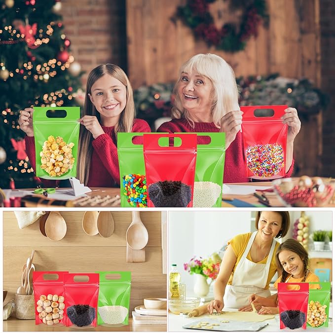 120 Pcs Plastic Gift Bag Bulk Resealable Party Goodie Bag with Clear Window Color Favor Pouch with Handle for Home Birthday Wedding Party Candy Gift Wrap Supplies(Mixed,5.5 x 8.7 Inch)