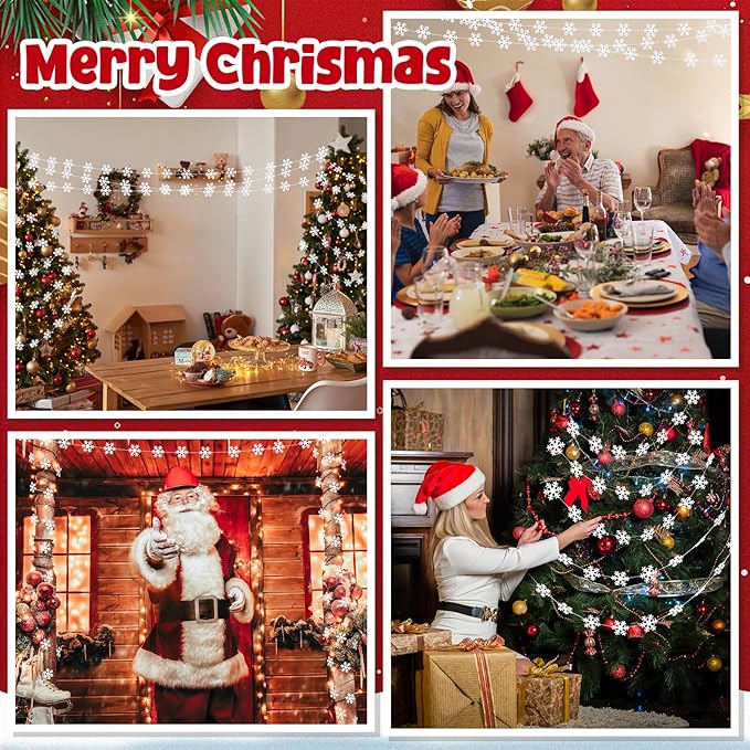 Oudain 4 Pcs Christmas Snowflake Felt Garland Party Decorations 13 ft Winter Christmas Wonderland New Year Party Holiday Decor