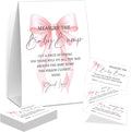 Pink Bow Measure the Baby Bump Game, Baby Shower Game, Include One 5×7 Sign and 50 Guessing Cards, Pink Coquette Bow Gender Reveal Party Decoration Supplies - FI01