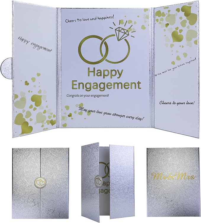 Engagement Party Decorations, Happy Engagement Guest Book Alternative, Large Engagement Card Engagement Gifts for Couple, Engagement Signature Book Engagement Decorations Party Supplies (White)