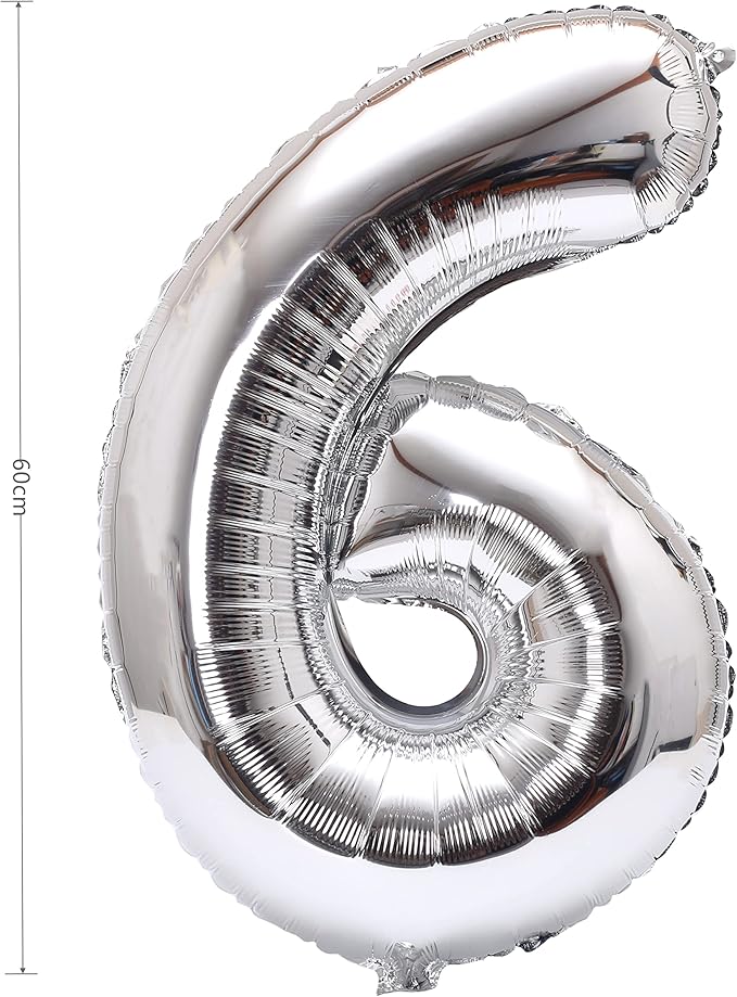 YPSelected 32 Inch Large Foil Helium Number Balloon Birthday Wedding Party 0-9 (Silver, 6)