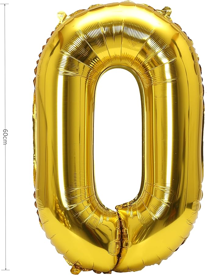 YPSelected 32 Inch Large Foil Helium Number Balloon Birthday Wedding Party 0-9 (Gold, 0)