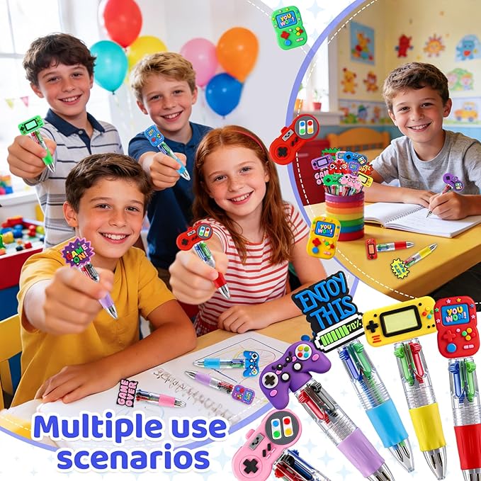 CZWZ 30Pcs Mini Multicolor Pens in One 4-in-1 Cute Pens Bulk for Kids, Ballpoint Pen for Birthdays and Children's Parties, Fun Gifts Assorted Ink Kawaii Pen(Vedio Game)