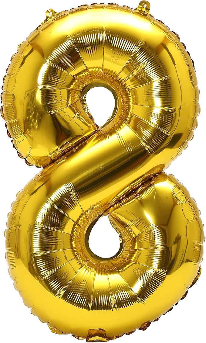 YPSelected 32 Inch Large Foil Helium Number Balloon Birthday Wedding Party 0-9 (Gold, 8)