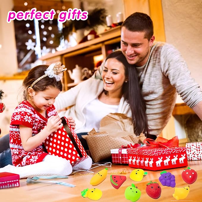 32pcs Mochi Squishy Toys Set for Kids, Mini Squishies Kawaii Fruit Squeeze Toys Pack Cute Stress Relief Anxiety Toys for Boys Girls