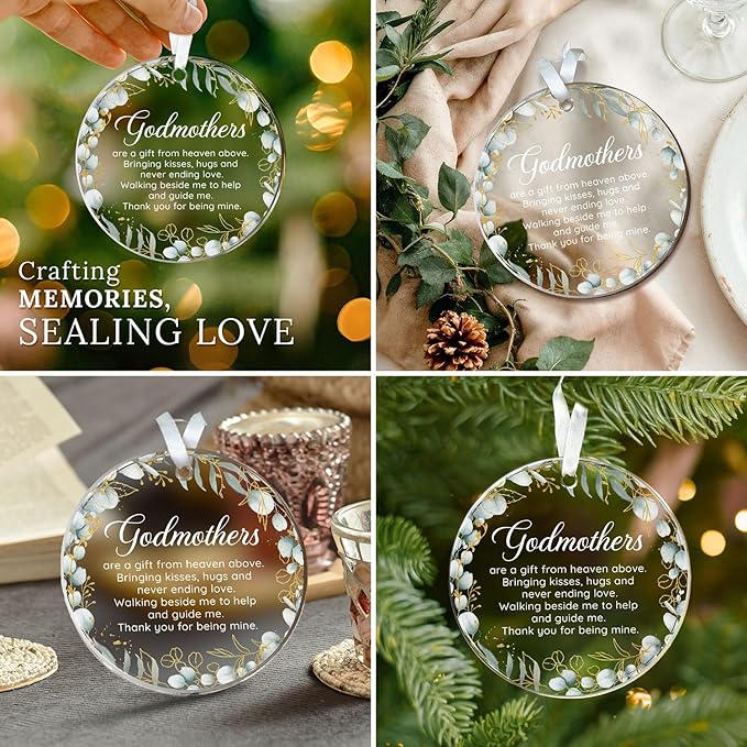 HEXMOZ Godmother Gift for Mothers Day - Godmother Gifts from Godchild, Goddaughter - Godmothers Ornament, Present from Godson - Acrylic Christmas Ornaments 2026
