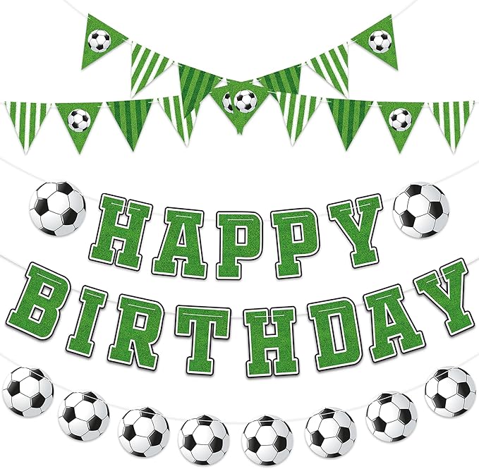 Soccer Happy Birthday Banner Soccers Sports Paper Garland Soccer Pennant Bunting Flag Decor Soccers Happy Birthday Party Decorations for Kids Boys and Girls Sports Football Birthdays Party Supplies