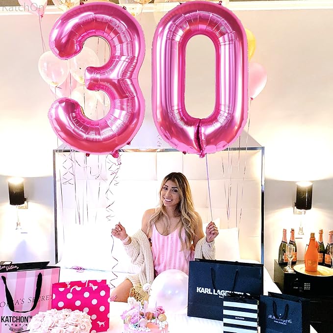Giant Hot Pink 0 Balloon Numbers - 40 Inch | Pair 0 Digit To Other Numbers | Pink Zero for Birthday Party Supplies | Zero Balloon | Birthday Party Decorations