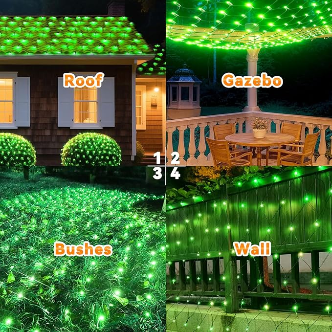 LitHome 21FT x 5FT Christmas Net Lights Outdoor Mesh Lights, 360 LED St Patrick’s Day Net Light for Bushes Connectable, 8 Modes Green Giant Mesh Light Waterproof for Christmas Garden Party Roof Decor