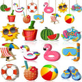 Chunful 36 Pieces Summer Tree Ornaments Christmas in July Wood Hanging Decoration Beach Wooden Slices Winter Tree Ornaments with String for Luau Hawaiian Party Supplies (Pool Style)