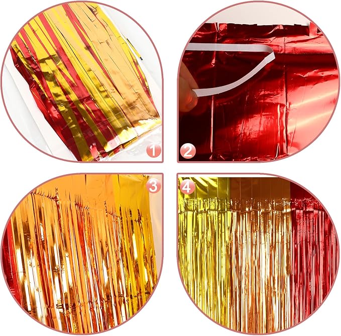 Colorful Birthday Party Decorations, Curtain Tinsel Streamers, Metallic Photo Booth Props for Wedding, Bridal Shower, Candy Party, 2Pack 3.28X6.56Ft