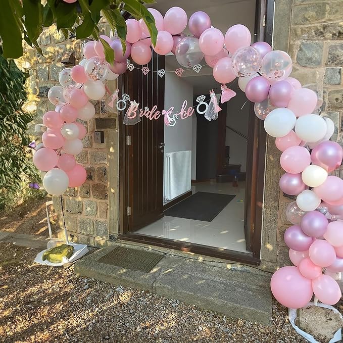 Pink and White Balloon Arch, Light Pink White Party Balloons Pastel Baby Pink Balloon Garland Kit White Pink Metallic Latex Helium Balloons for Birthday Baby Shower Girl Christening Party Decorations
