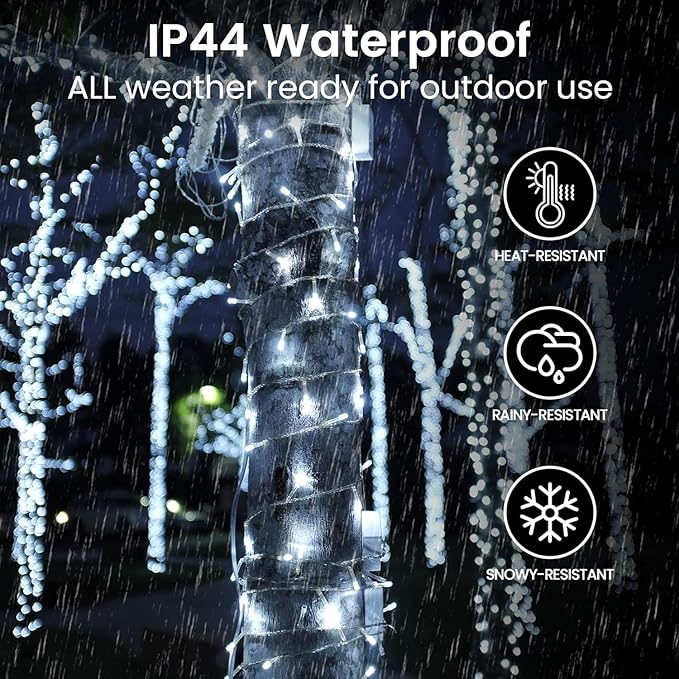 4 Pack String Lights Battery Operated with Timer, 132FT 400 LED Waterproof Battery Twinkle Lights, 8 Modes Fairy Light for Indoor & Outdoor Party Bedroom Porch Tree Christmas Decorations (Cool White)