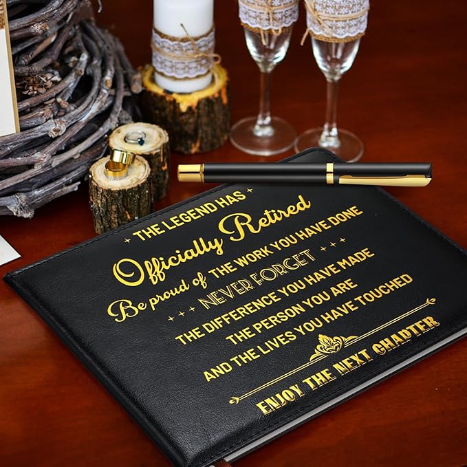 Ctosree Retirement Guest Book with Signature Pen Retirement Party Gift Supplies for Women Men Office Colleague Advice and Wishes Decorations(Thanks)